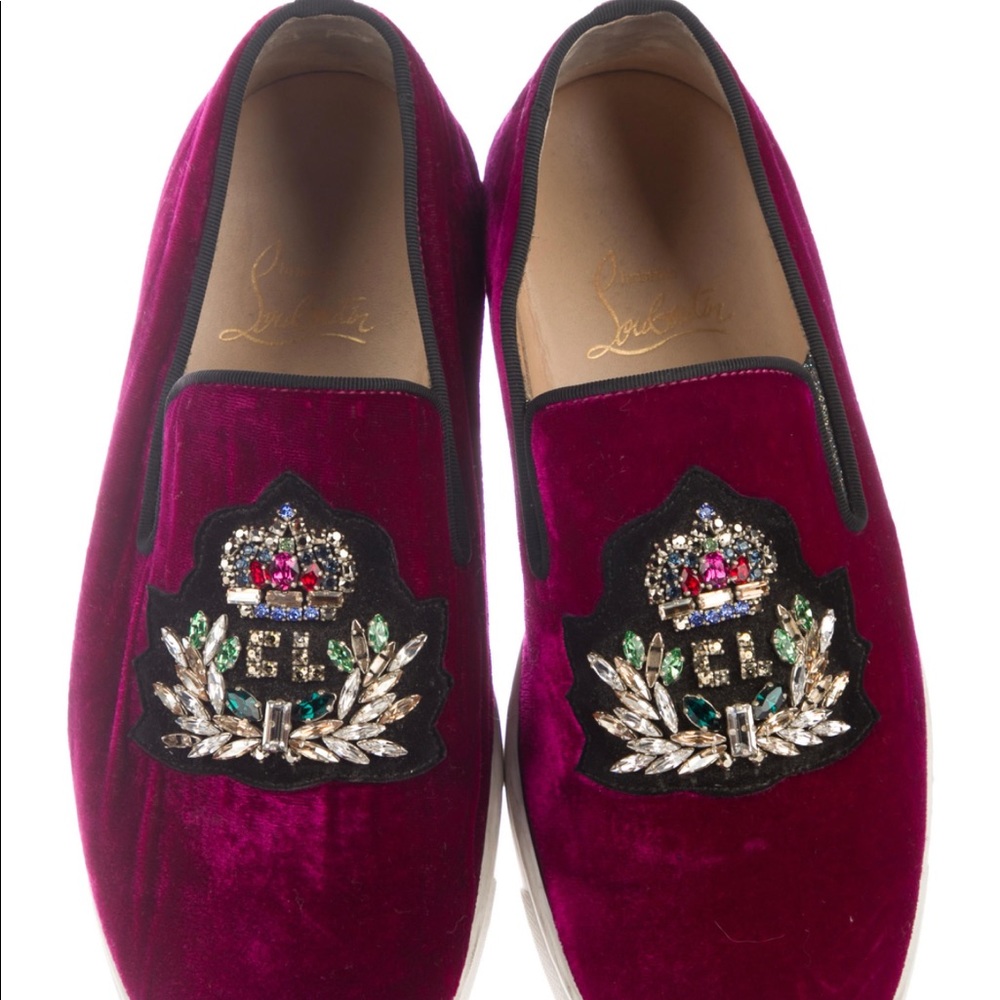 Christian Louboutin velvet strass slip on sneakers - Picture 5 of 5